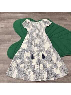Angels By The Sea Hawaii Girls 8 Nalani Tropical Leaves Tiered Tassel Dress